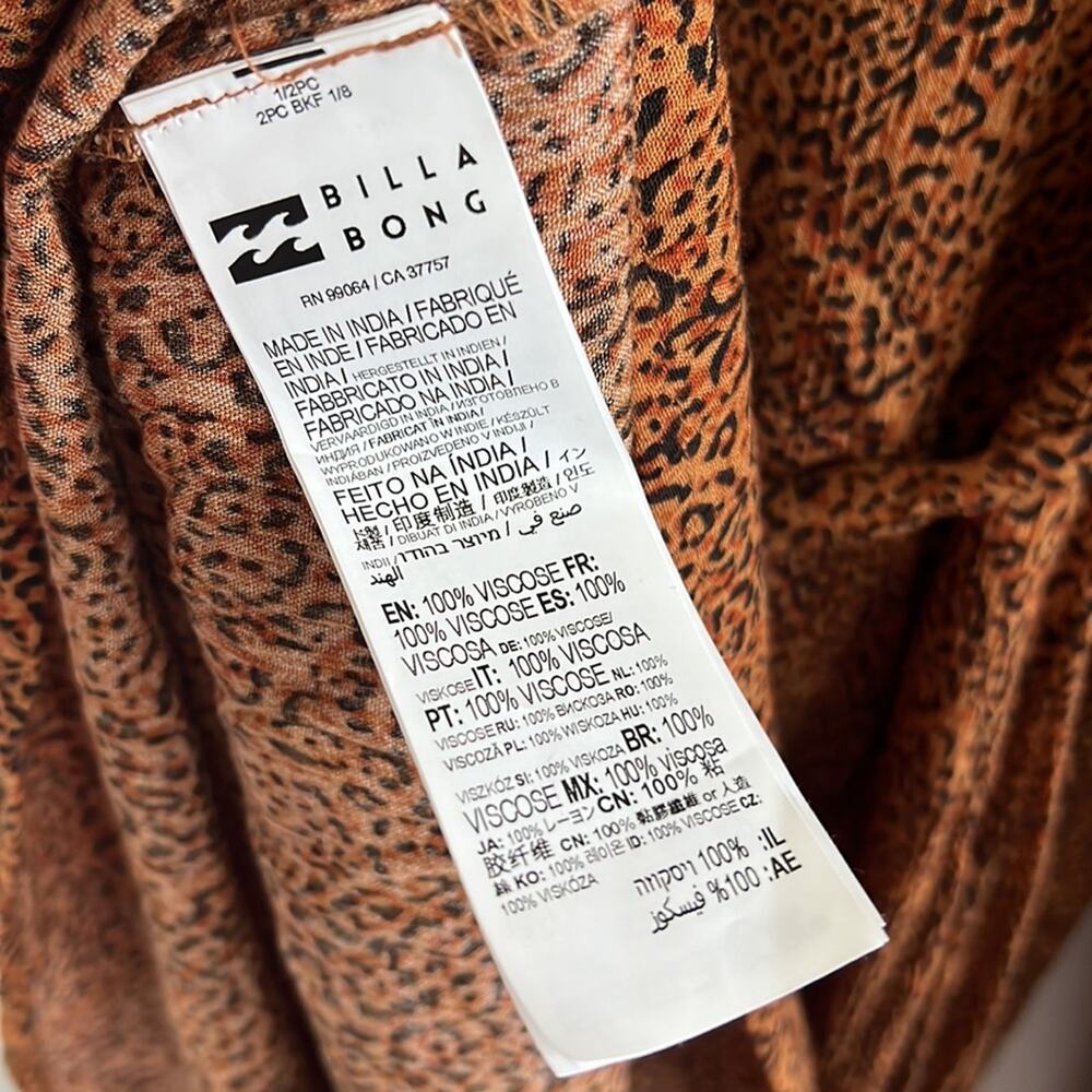 NWT Billabong Spring Romance Leopard Print Wrap Dress Long Sleeve Medium - Picture 10 of 10